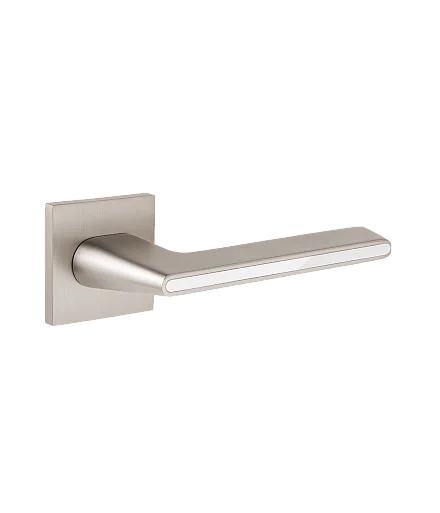Ручки стандарт Ручка дверная Code Deco на квадратном основании H-30118-A-NISM/W супермат.никель/белый 